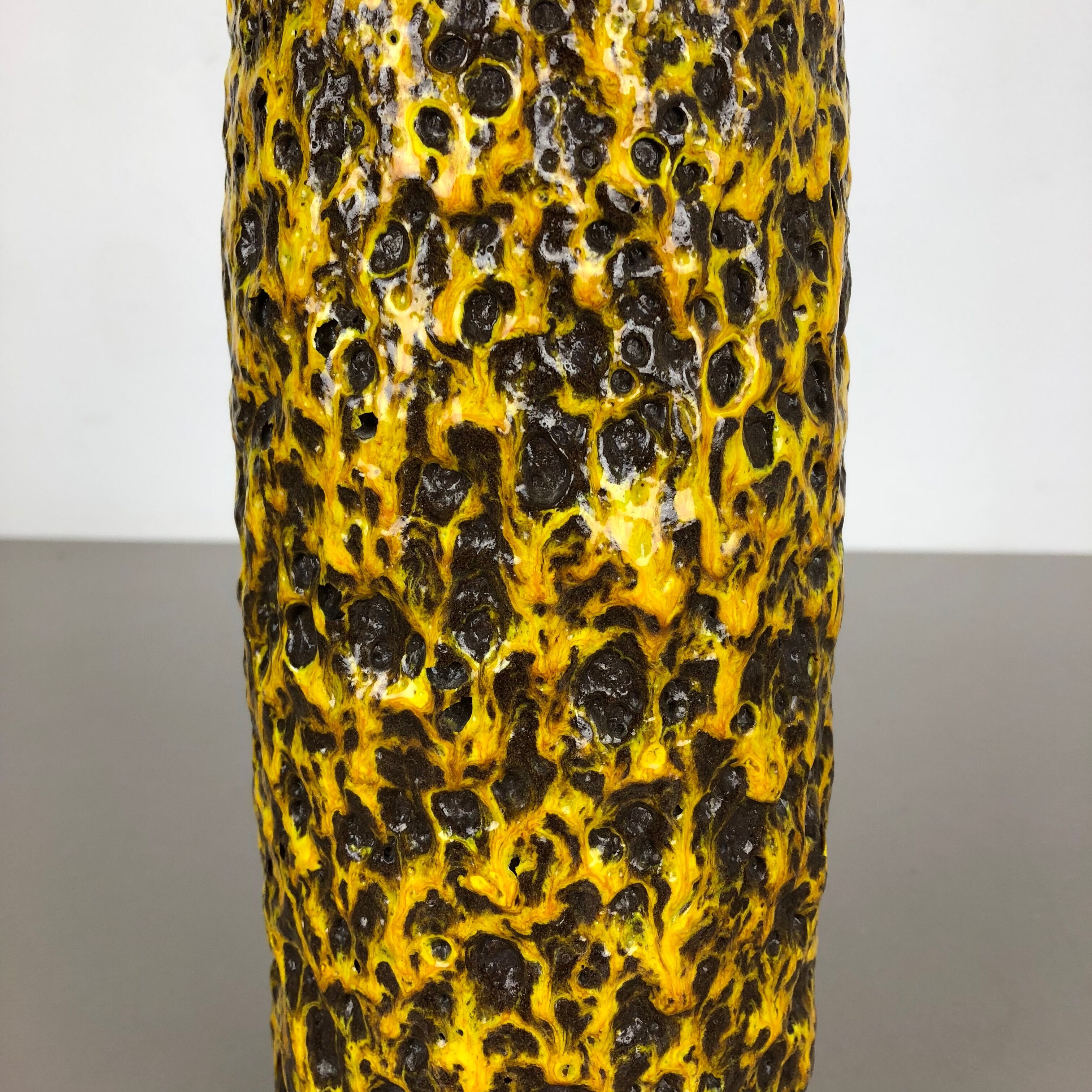 Pottery Super Yellow Color Fat Lava Multi-Color Vase Scheurich WGP, 1970s