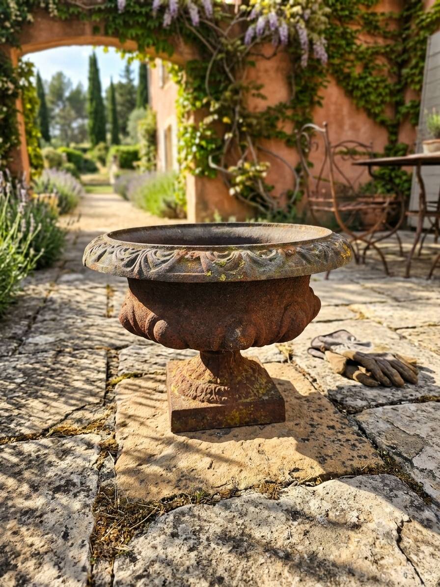 19th-century cast iron medical vase