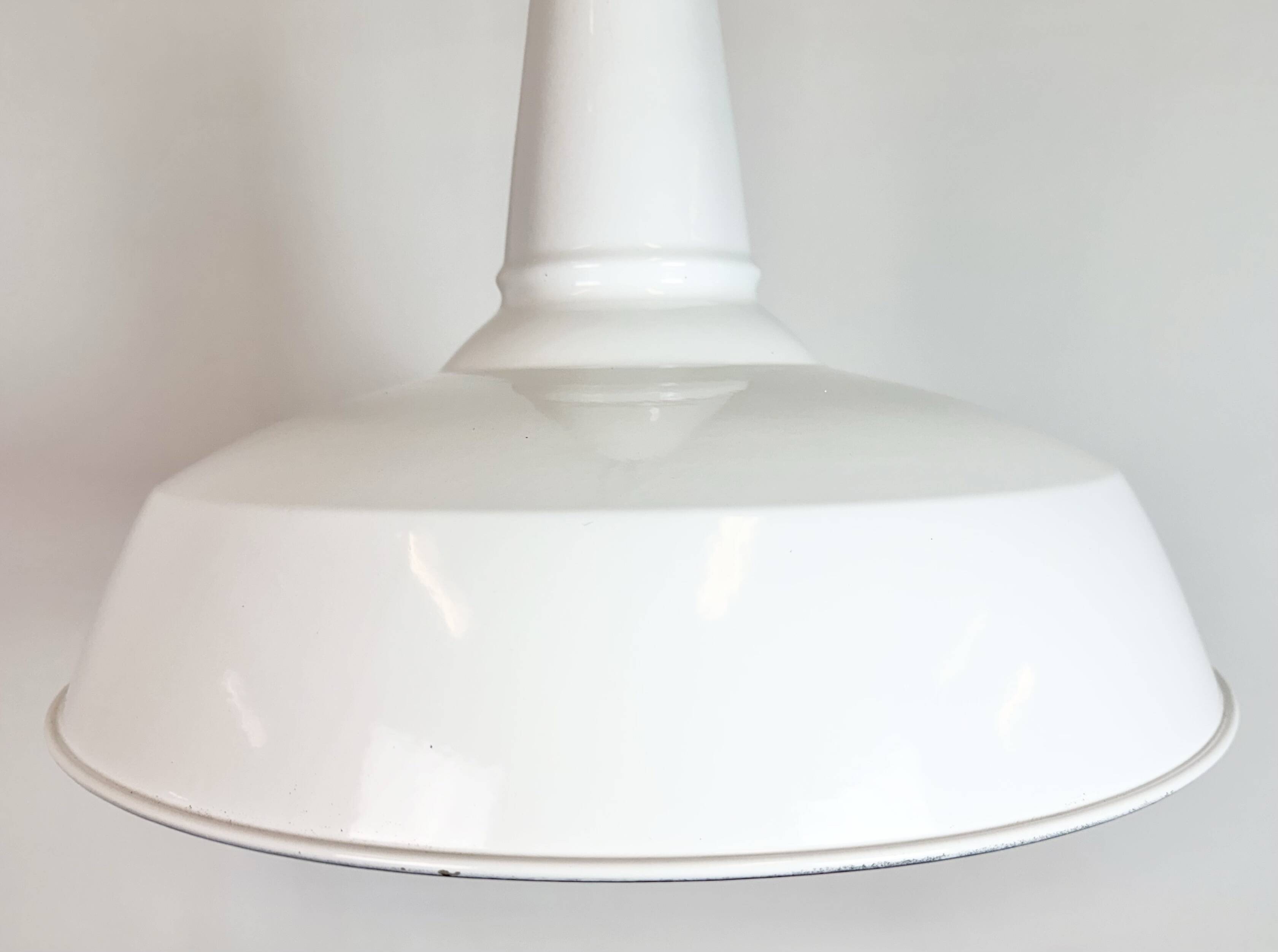 Industrial White Enamel Factory Pendant Lamp from Benjamin USA, 1960s
