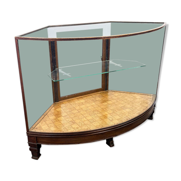 Vitrine en verre courbé antique – Vitrine en bois – Début du 20e siècle