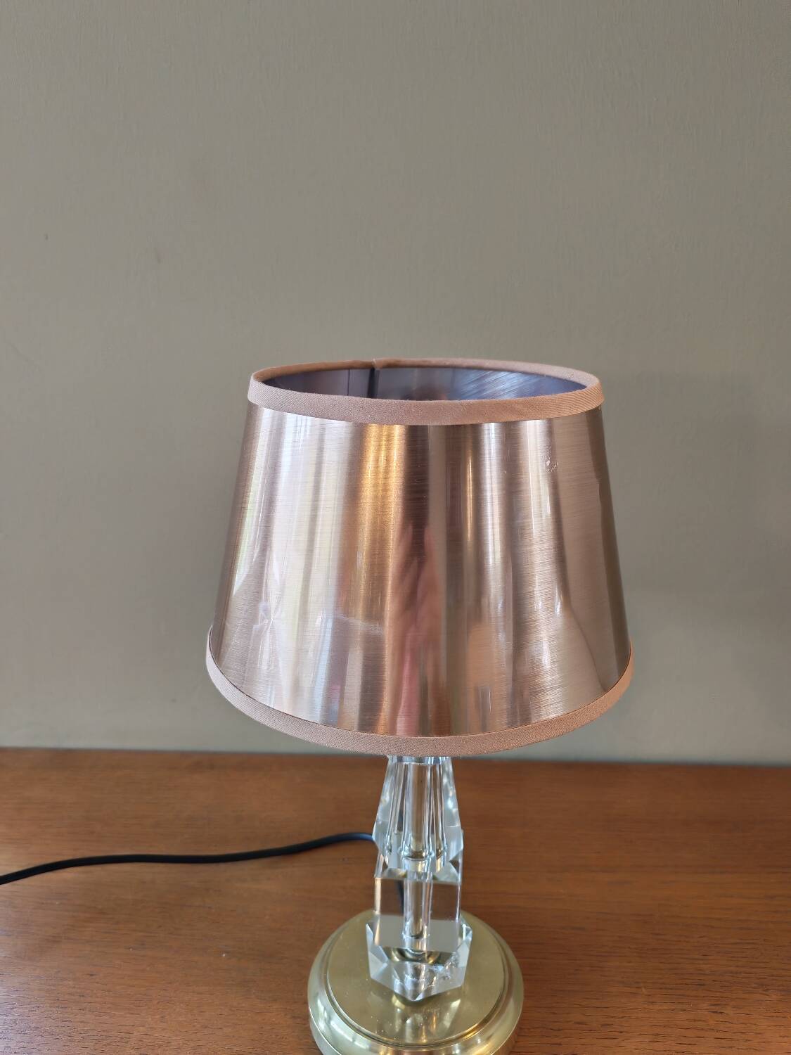 Adnet Art Deco style lamp, glass and brass