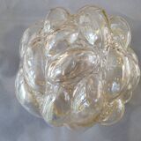 Pair of bubbled glass pendant lights