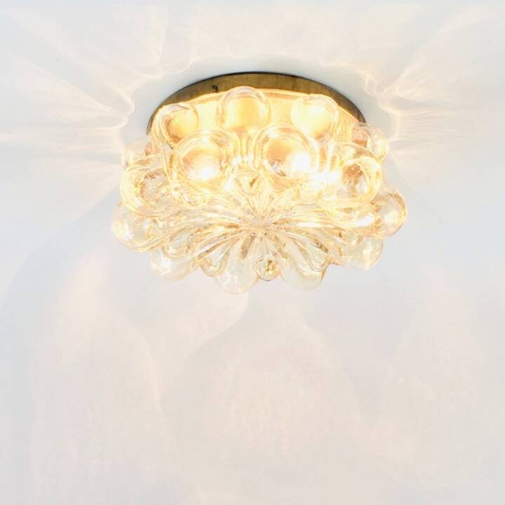 Large Amber Bubble Glass Ceiling Light By Helena Tynell For Limburg, 1960s