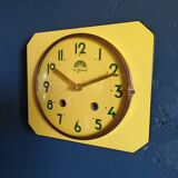 Vintage formica clock silent wall clock "FFR Golden Yellow"