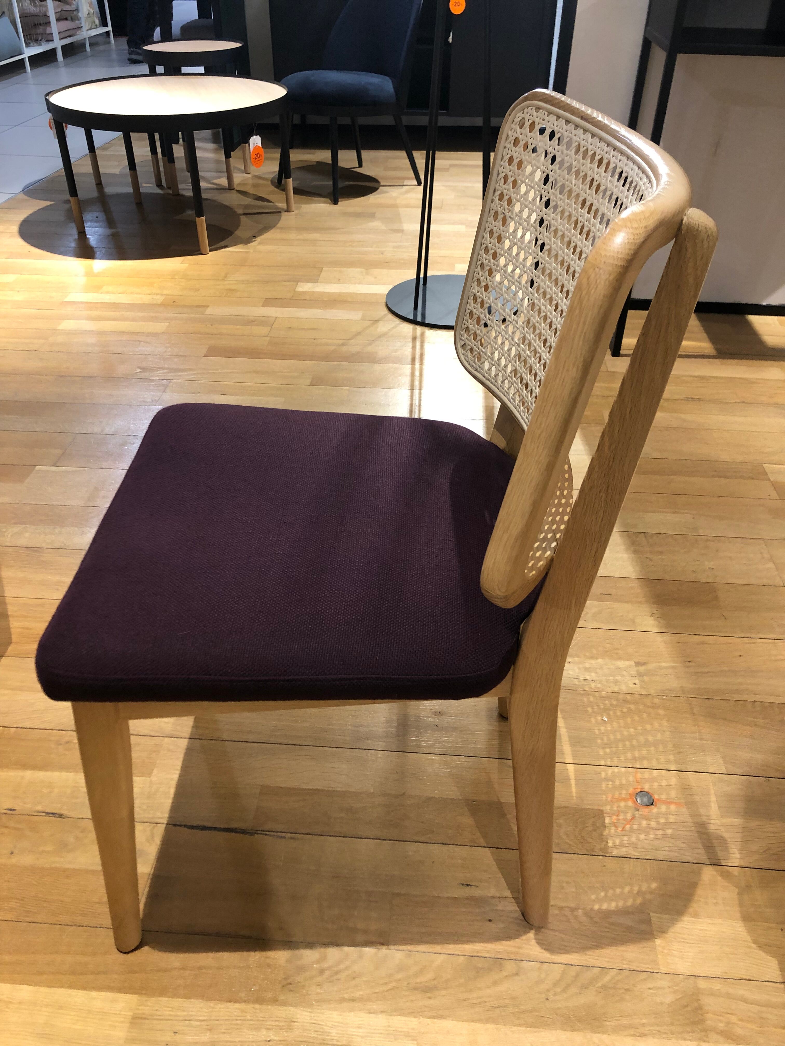 Chair cannage light wood plum