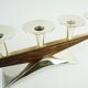 mid century modern CANDLE HOLDER silver-colored metal and wood 1950s 1960s