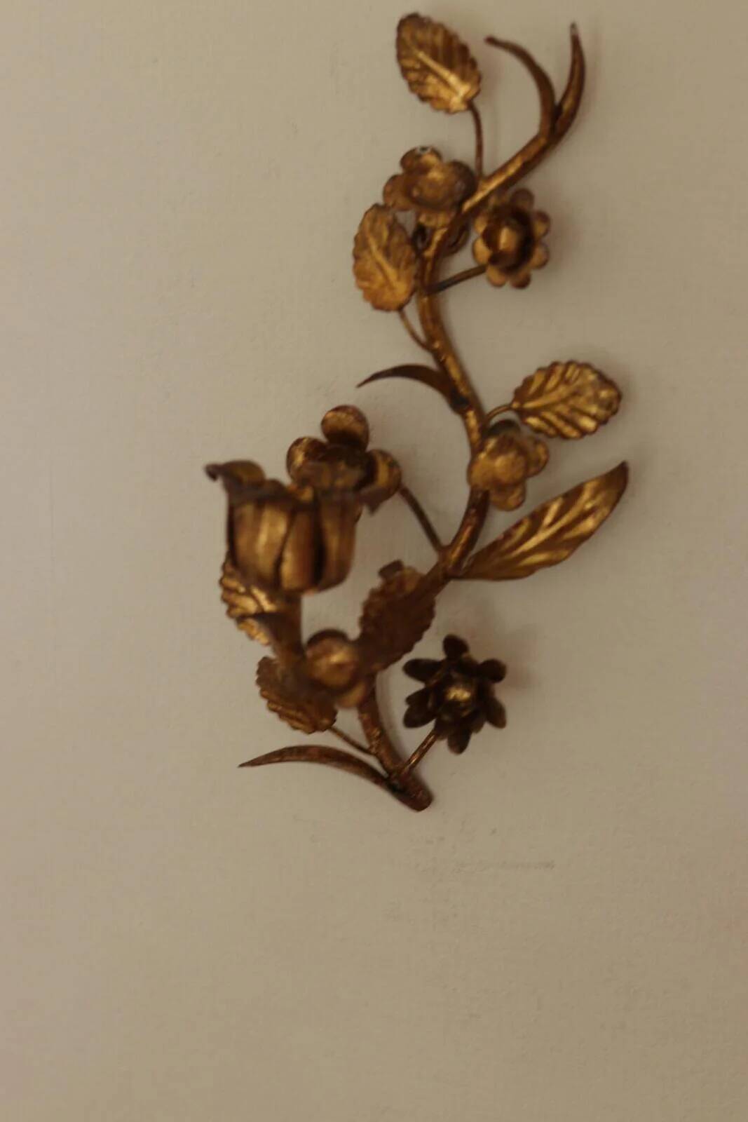 Pair of Mid-Century Italian Gilded Metal Sconces