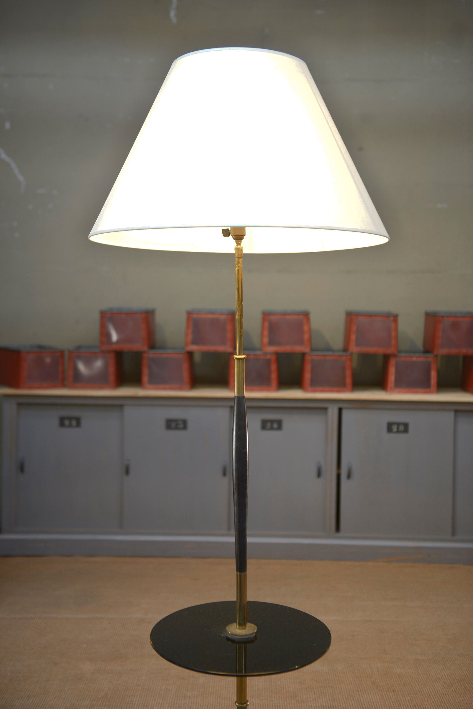 Vintage opaline and glass floor lamp 1960