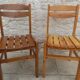 Pair of solid pine chairs with banded backs