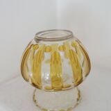 Petit vase art déco en verre cristallin jaune – Années 1950