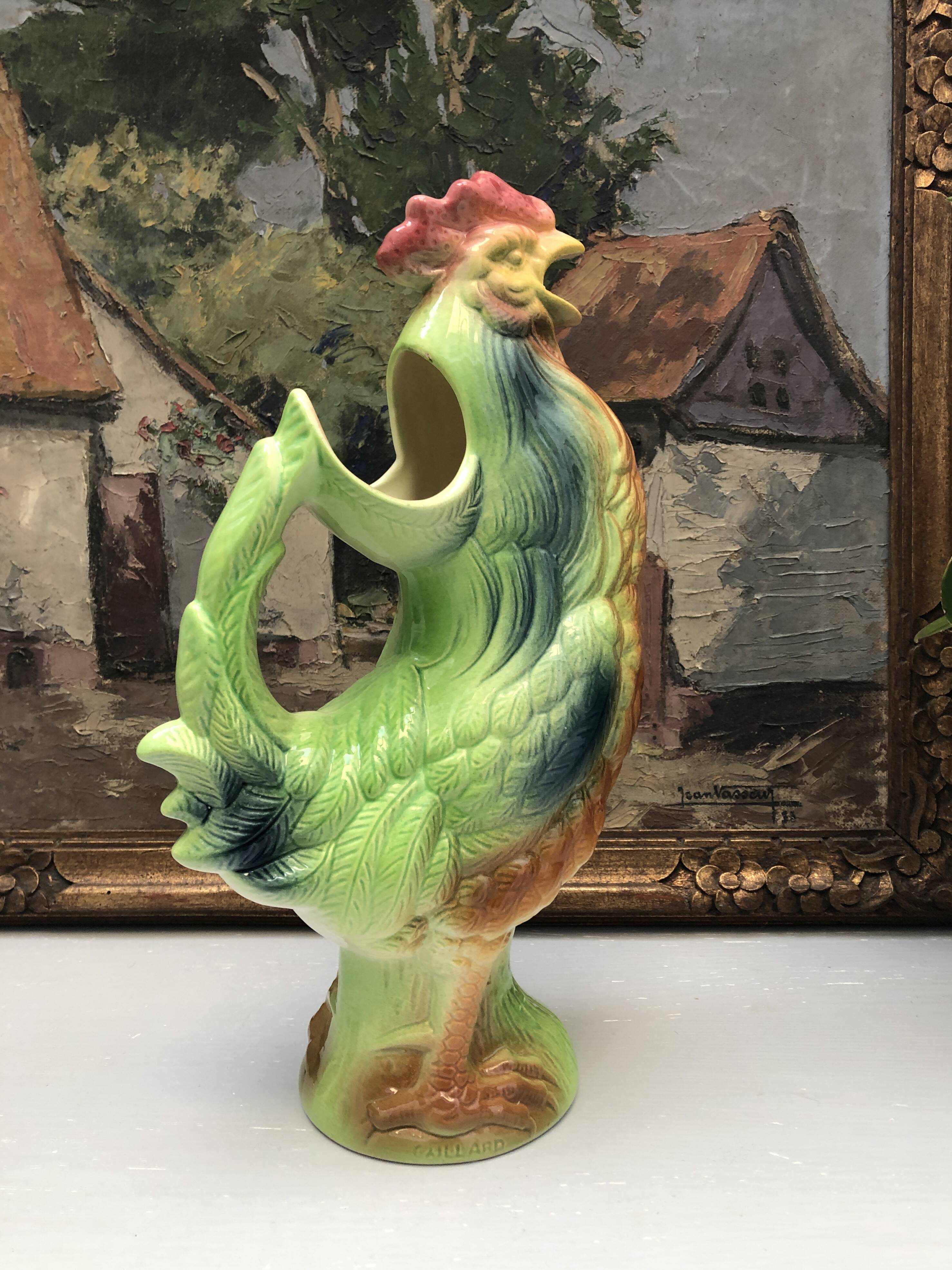 Pichet carafe COQ en barbotine France
