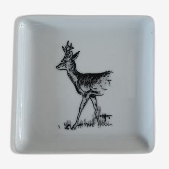 Vide-poche en porcelaine au décor de cerf