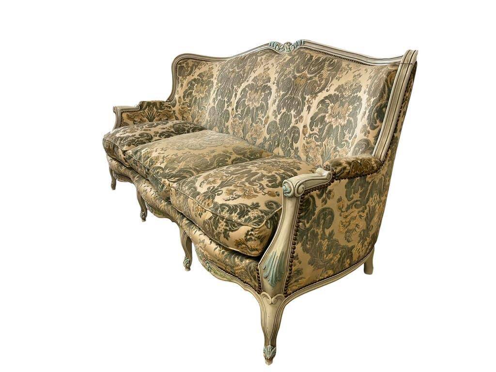 Vintage grey beige baroque armchair/sofa/lounge.