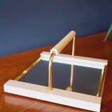 Plateau vintage année 50 en bois laqué et métal doré