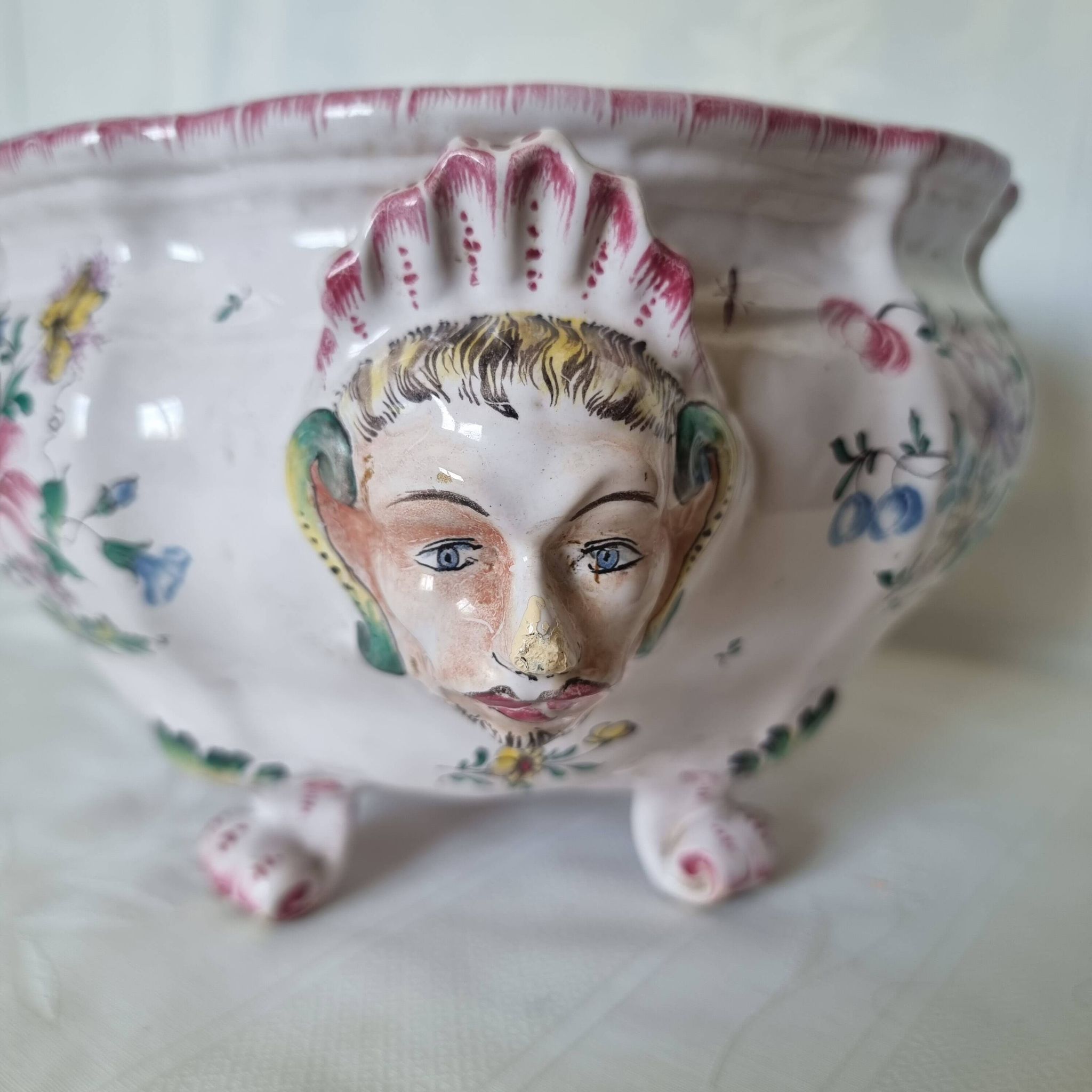 Antique 18th century Marseille earthenware planter by Veuve Perr
