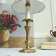 Small vintage lamp with its lampshade in toile de Jouy