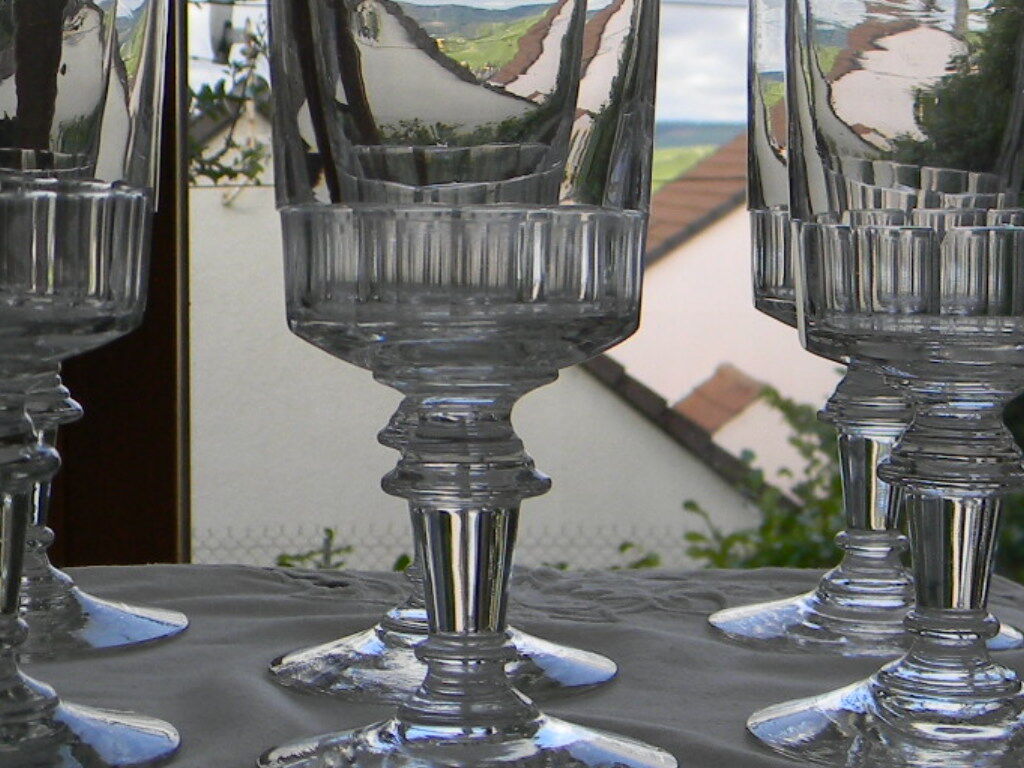 Set of 6 antique glass port glasses or aperitif Mirabeau style