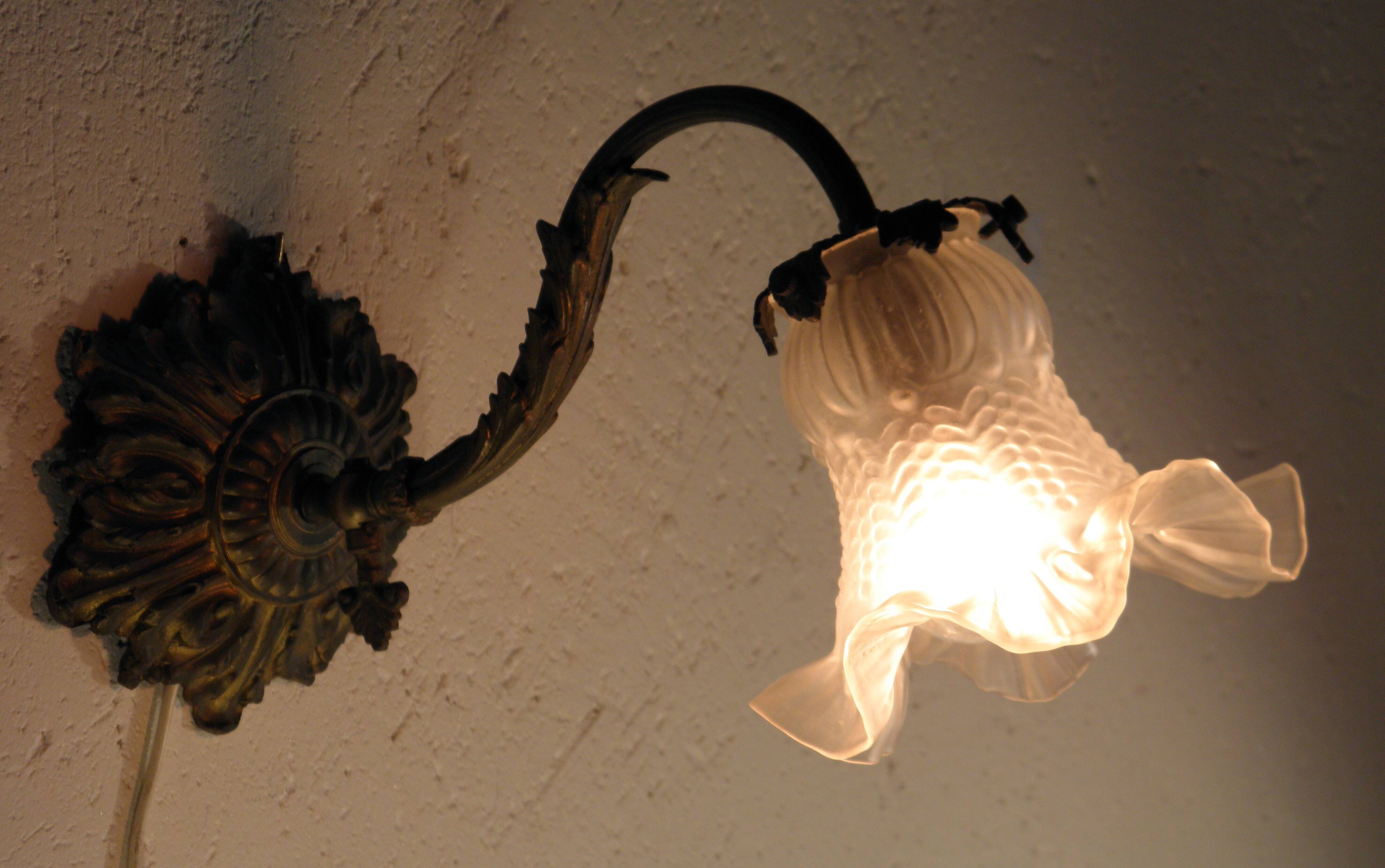 Bronze swan neck wall light 1900