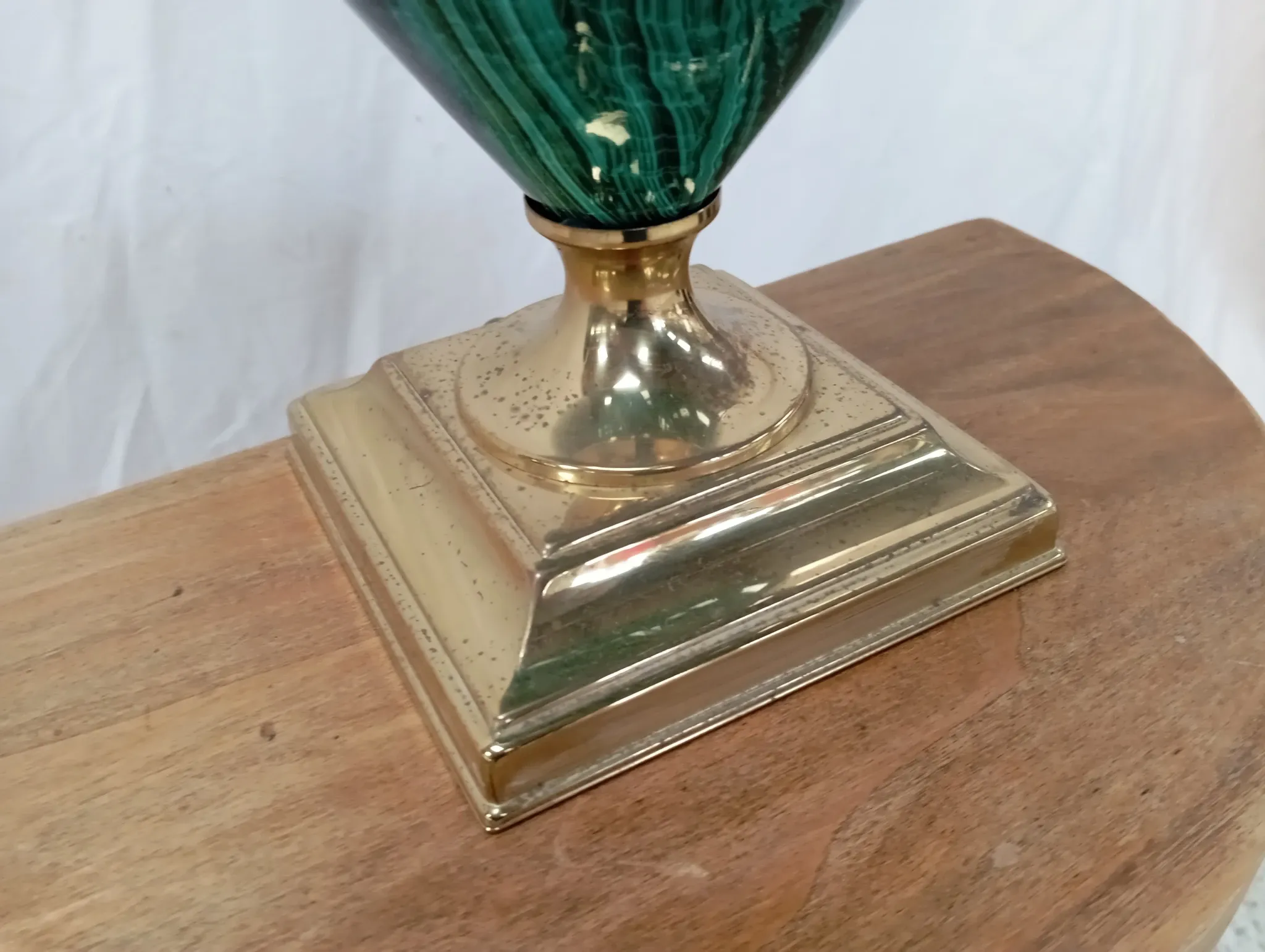 Ceramic lamp with gold metal from the 80s