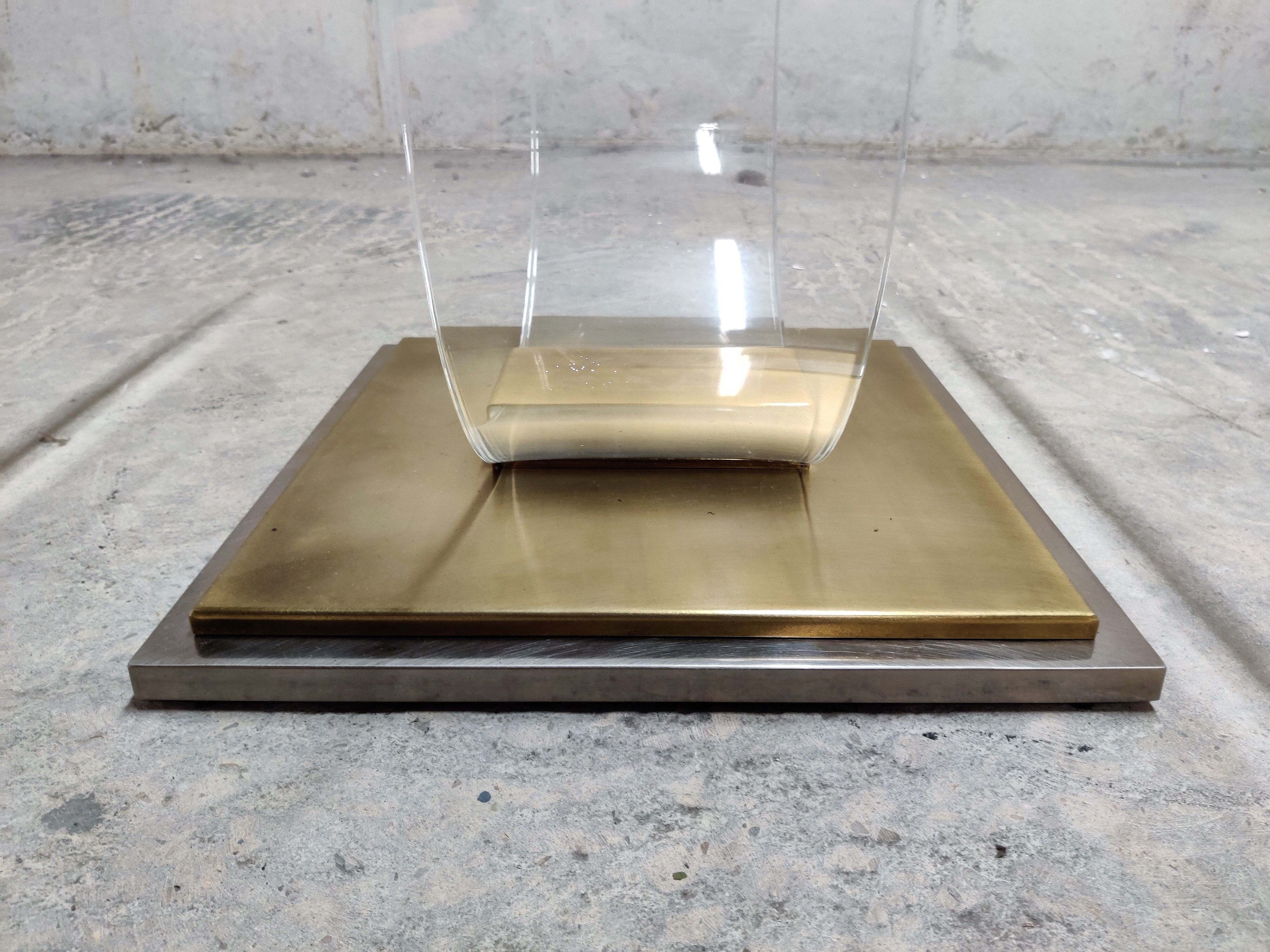 Lucite and brass arch coffee table, 1970s