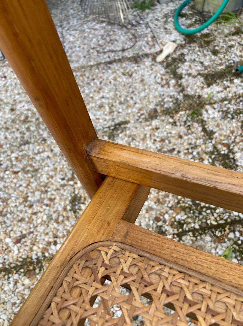 Lot de 3 chaises pliantes en bois et cannage