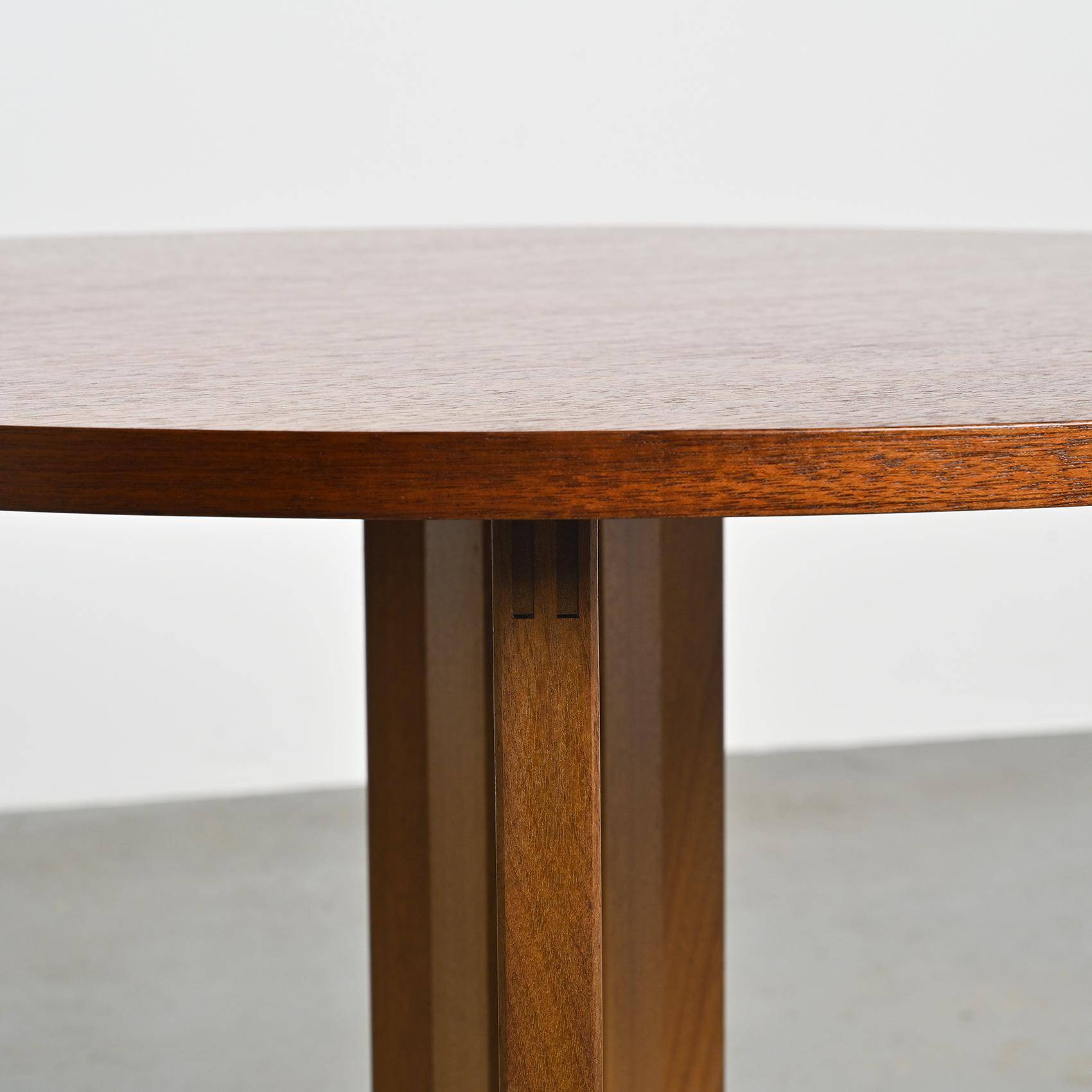André Sornay round mahogany table, Sornay Furniture 1960