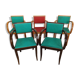 Lot 5 armchairs bridge skai and wood - red green