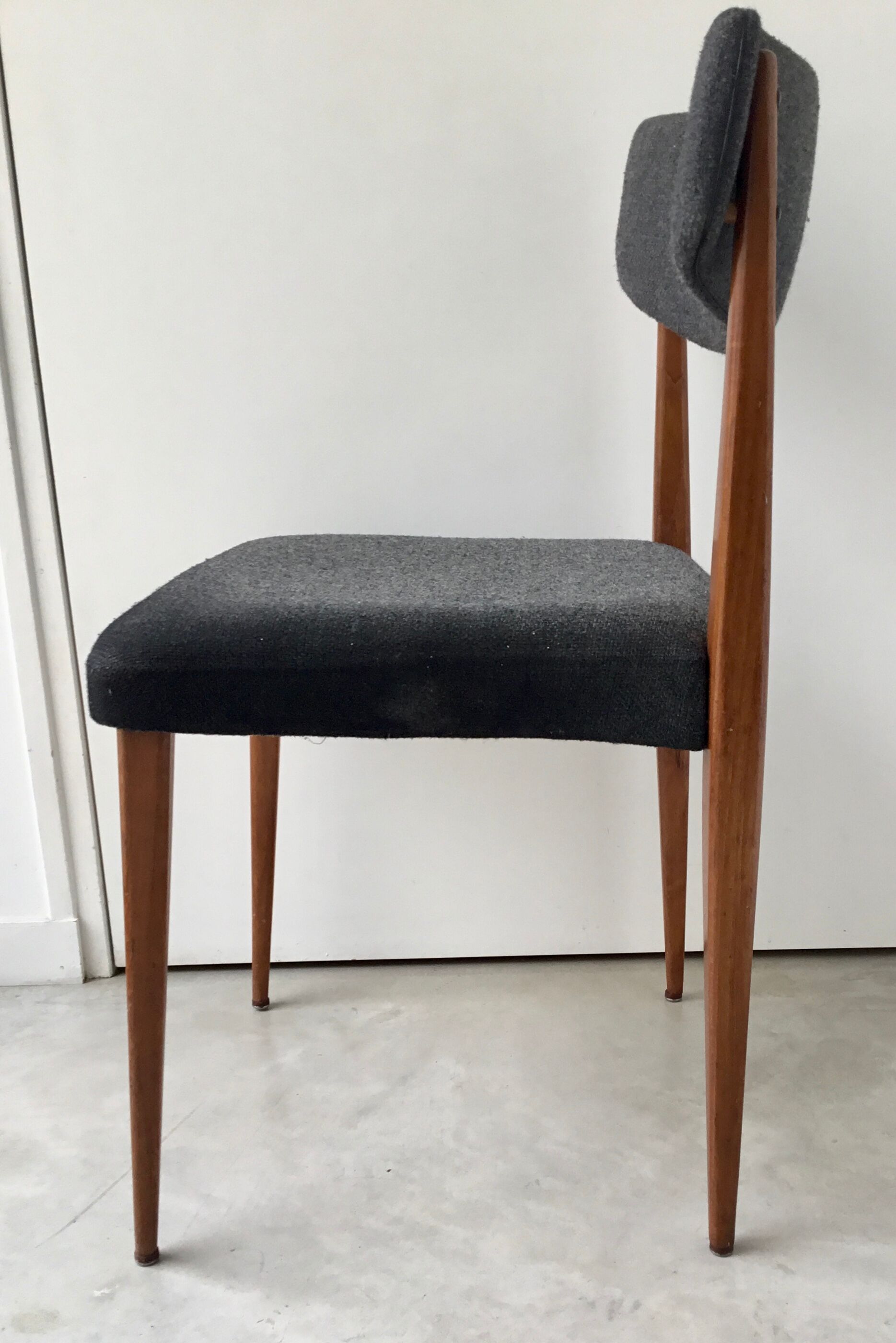 Scandinavian chair teak grey fabric 1960