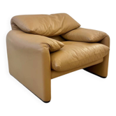 Maralunga Fauteuil cuir cognac Cassina 1970s
