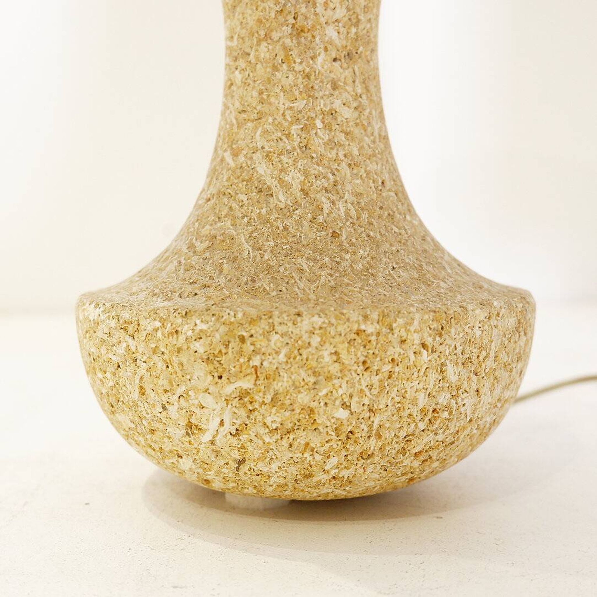 Pair of French stone lamps, 1970s - New linen lampshade