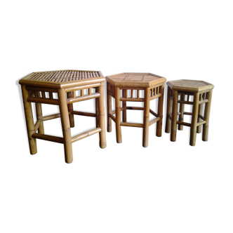 Table trundle rattan bamboo vintage
