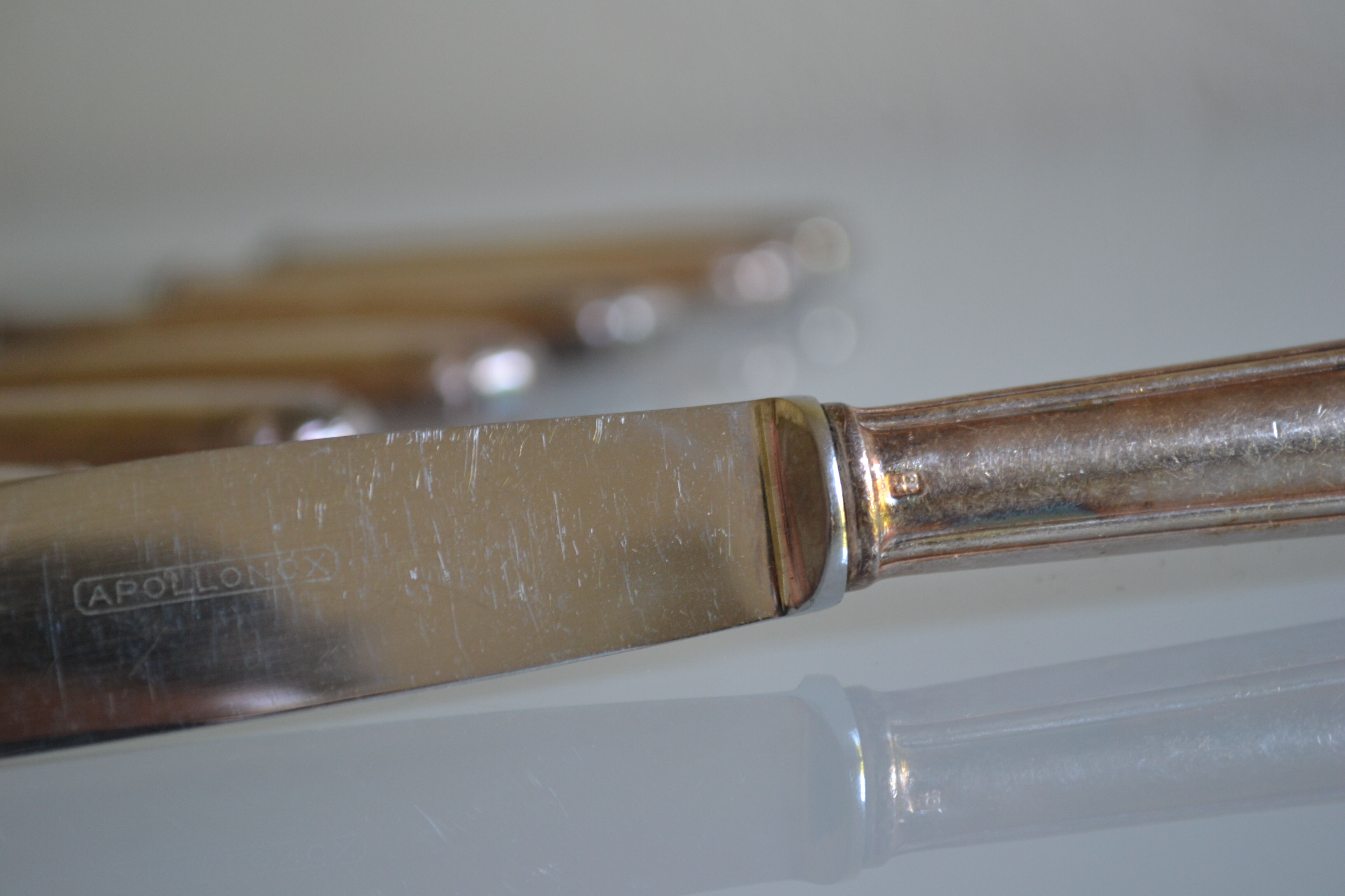 12 metal silver table knives 25 cm