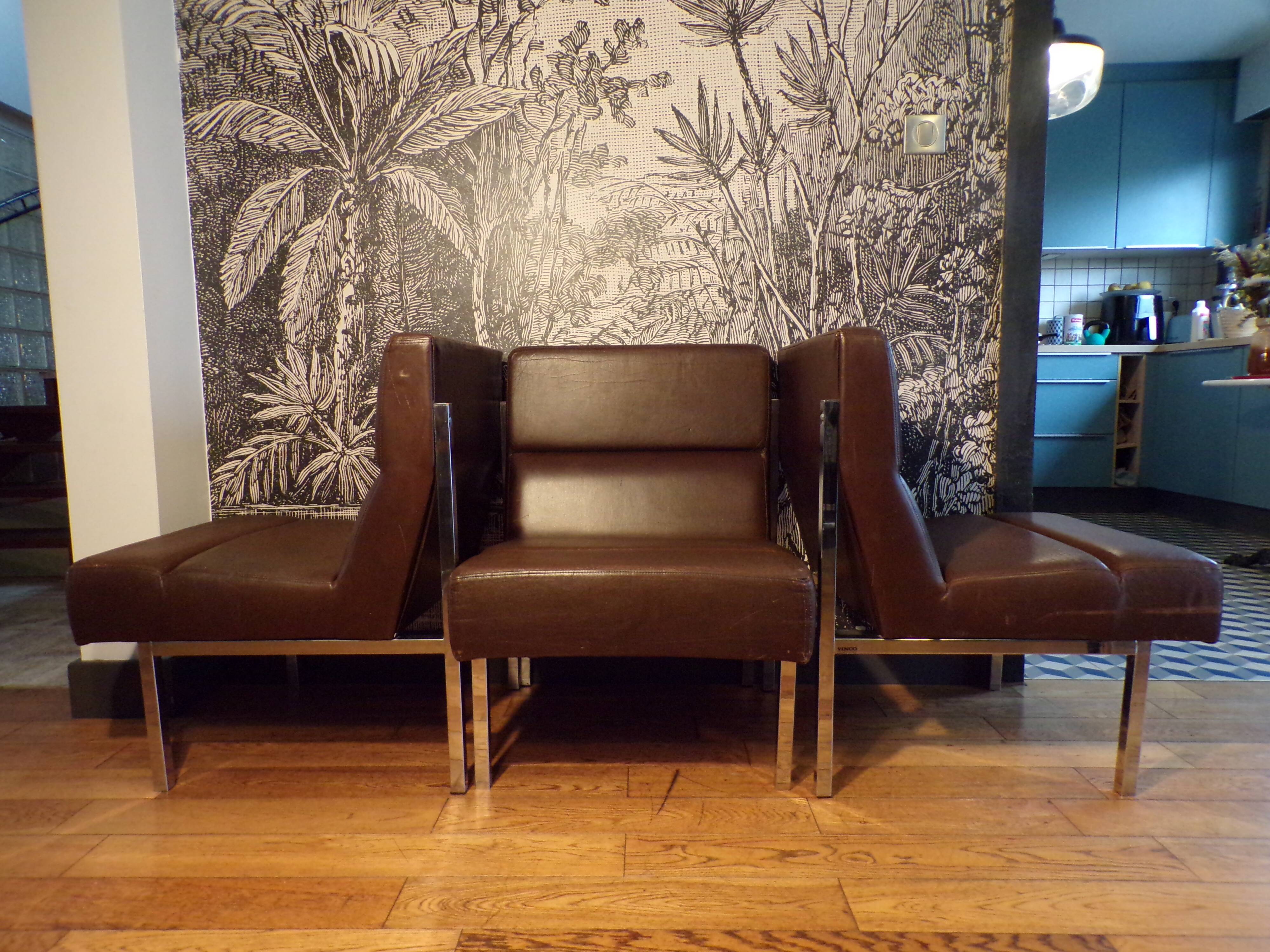 Trio of vinco armchairs in imitation leather