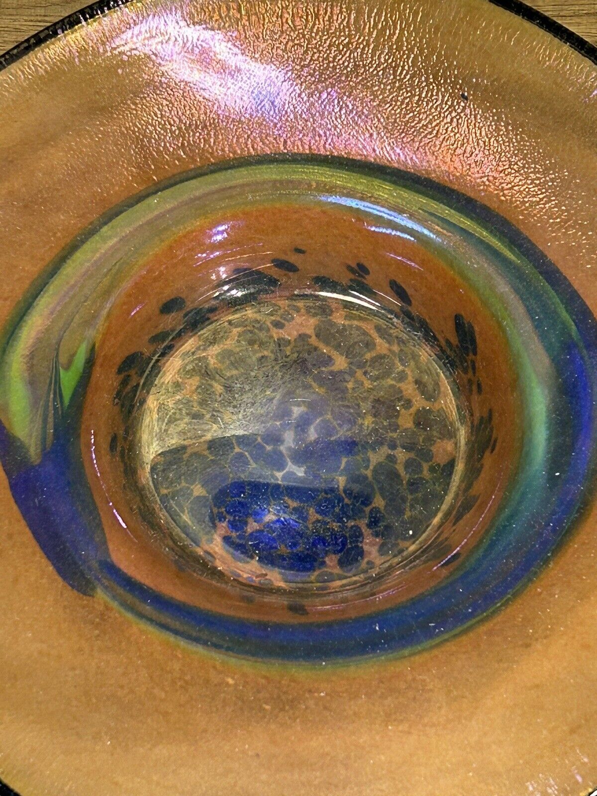 Cup, iridescent glassware, signature