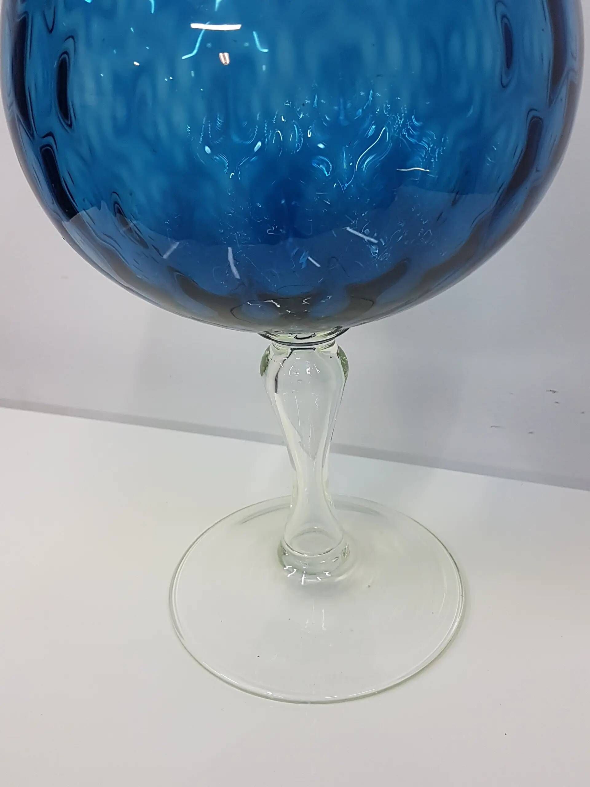 Blue-violet glass chalice vase, Italy, 1970s.