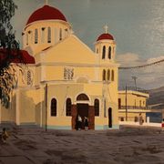 Oil on canvas depicting the Orthodox church of Sitia in Crete.