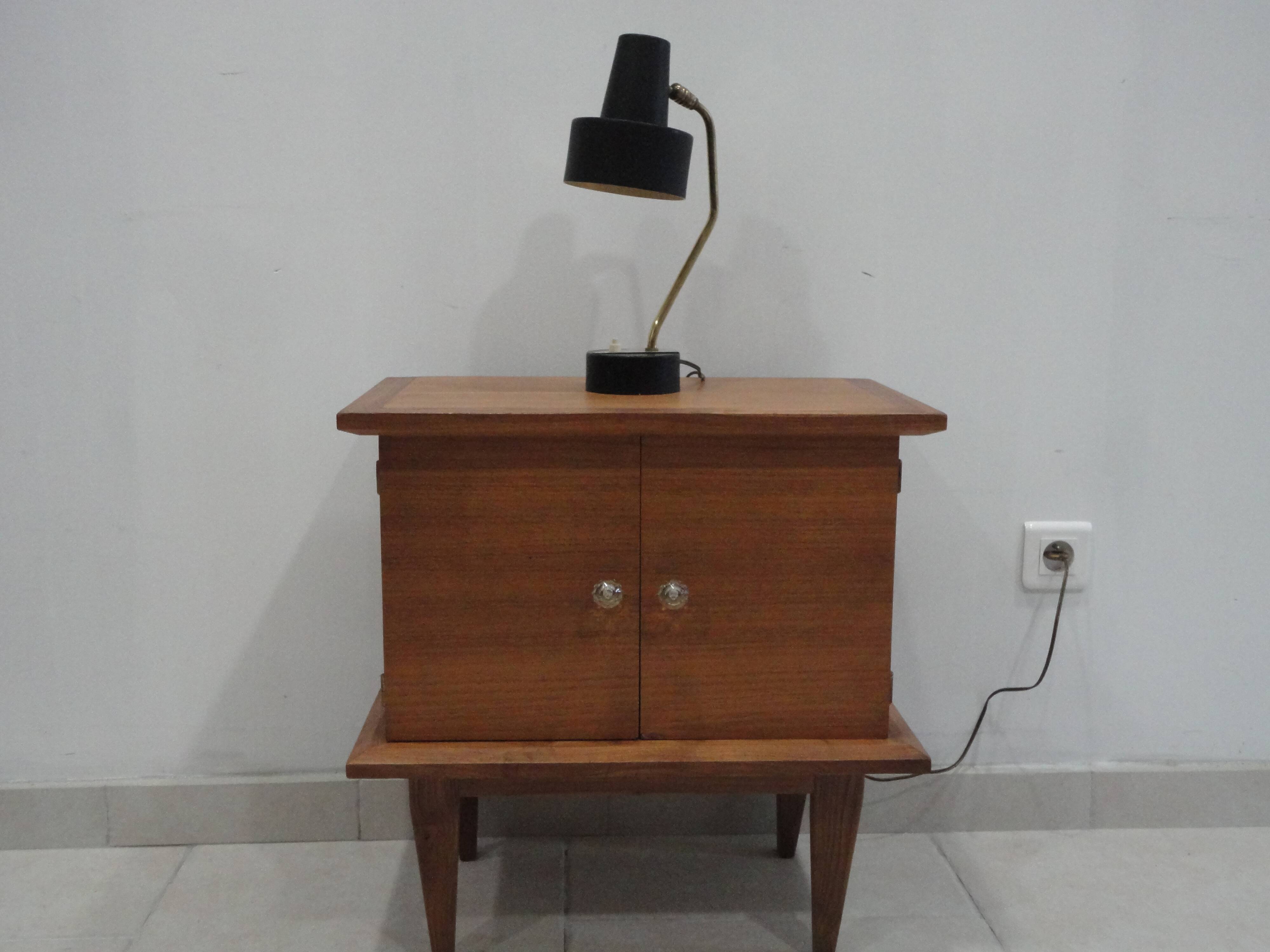 50s 2-door oak bedside