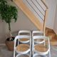 Set of 4 cantilever chairs in curved wood and caning — Italian design year