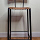 Bar stool in steel and braided wicker, design of the 50s, 92 cm