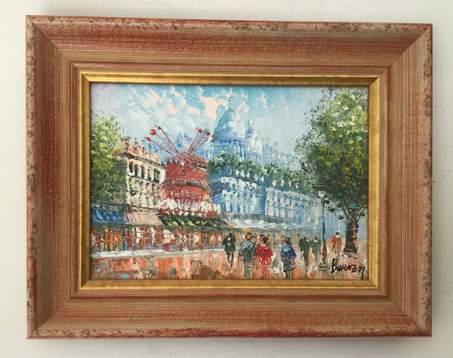 Paris View of the Moulin Rouge, boulevard Clichy and Sacré-Coeur Oil on canvas signed