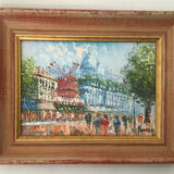 Paris View of the Moulin Rouge, boulevard Clichy and Sacré-Coeur Oil on canvas signed