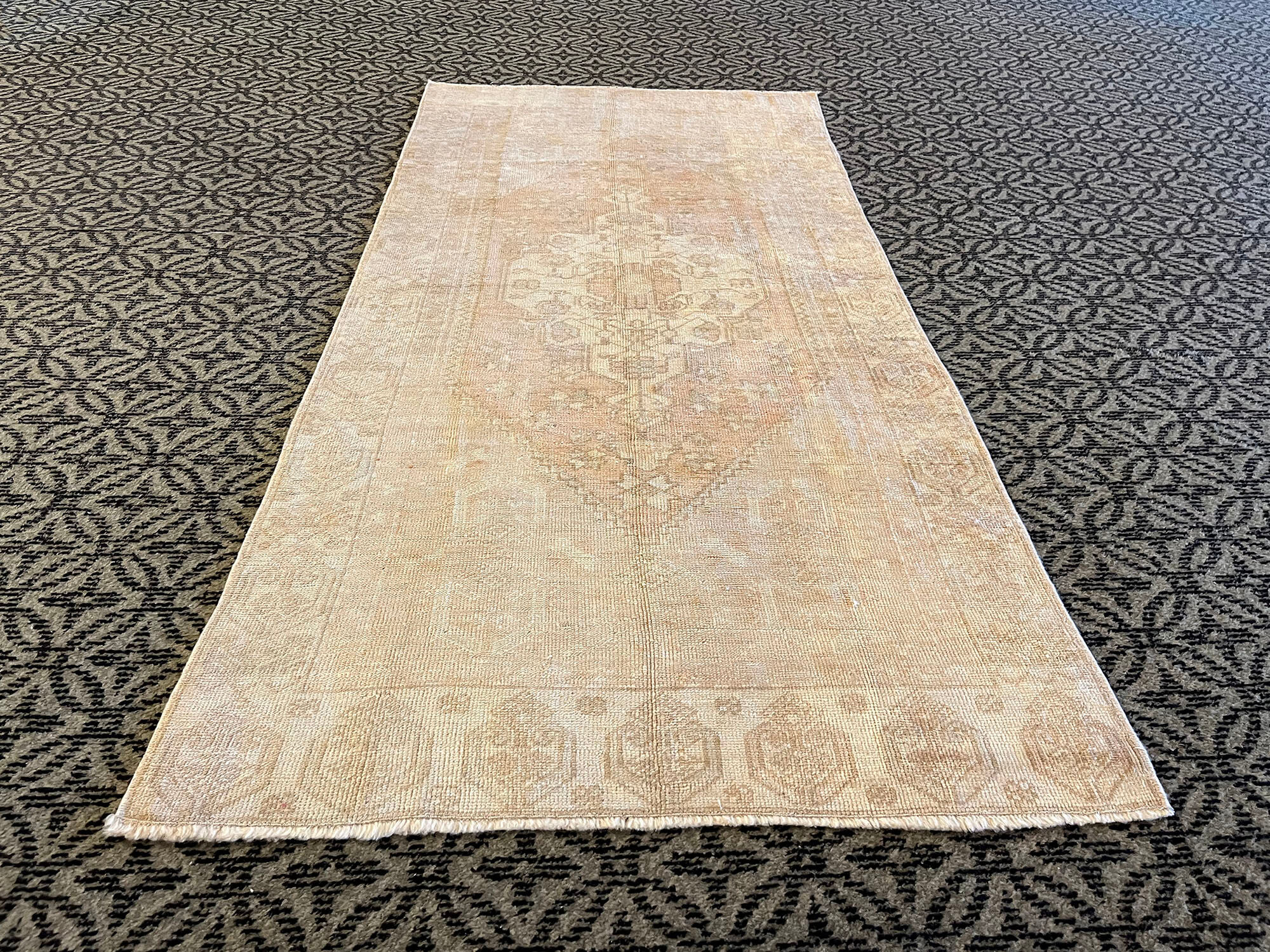 Handmade vintage pastel area rug
