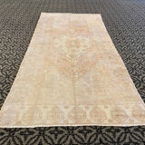 Handmade vintage pastel area rug