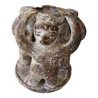 Bougeoir en terre cuite Danse 3 personnages Aztec - Art tribal