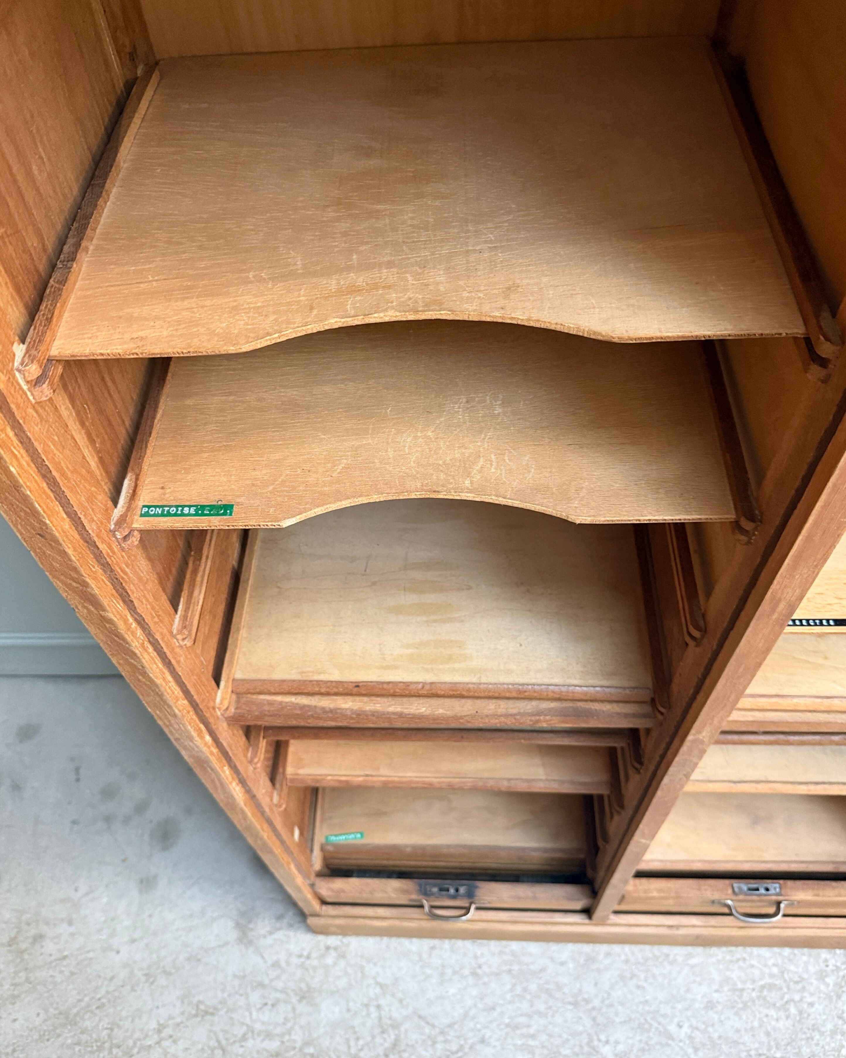 Oak filing cabinet with curtains (renovated)