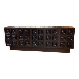 Brutalist sideboard attributed to De Coene, 1970s
