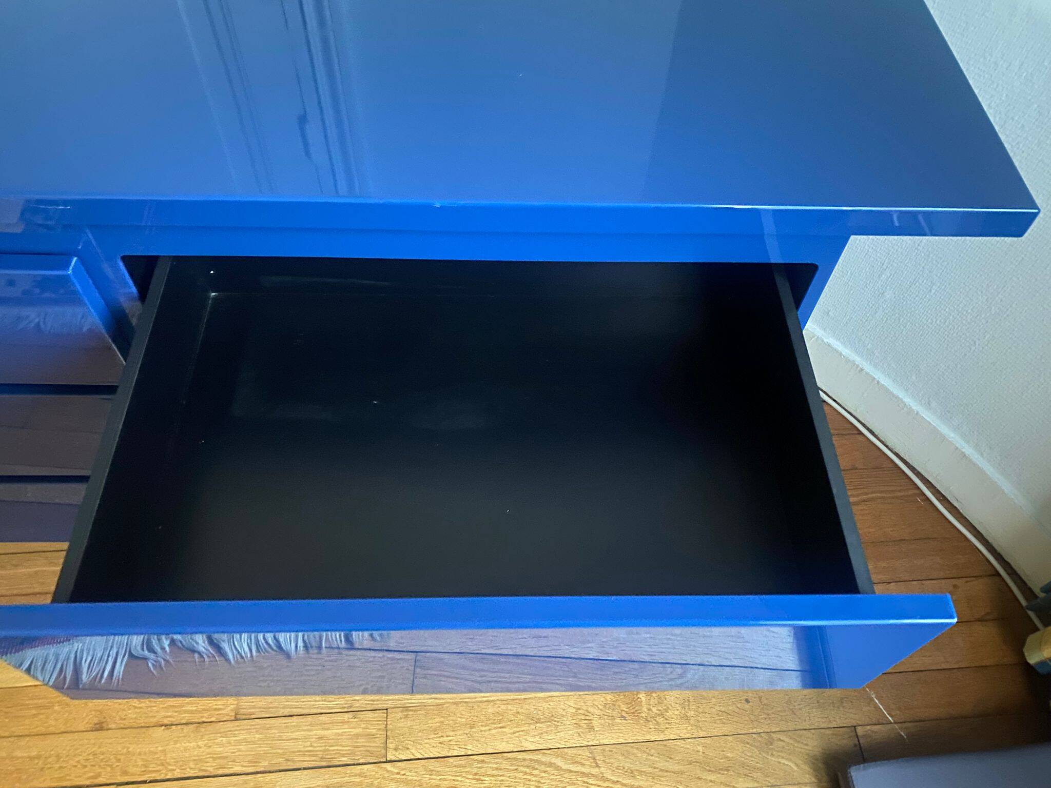 Console / chest of drawers David Lange – Deep blue lacquer – 6 drawers – 156 cm – A