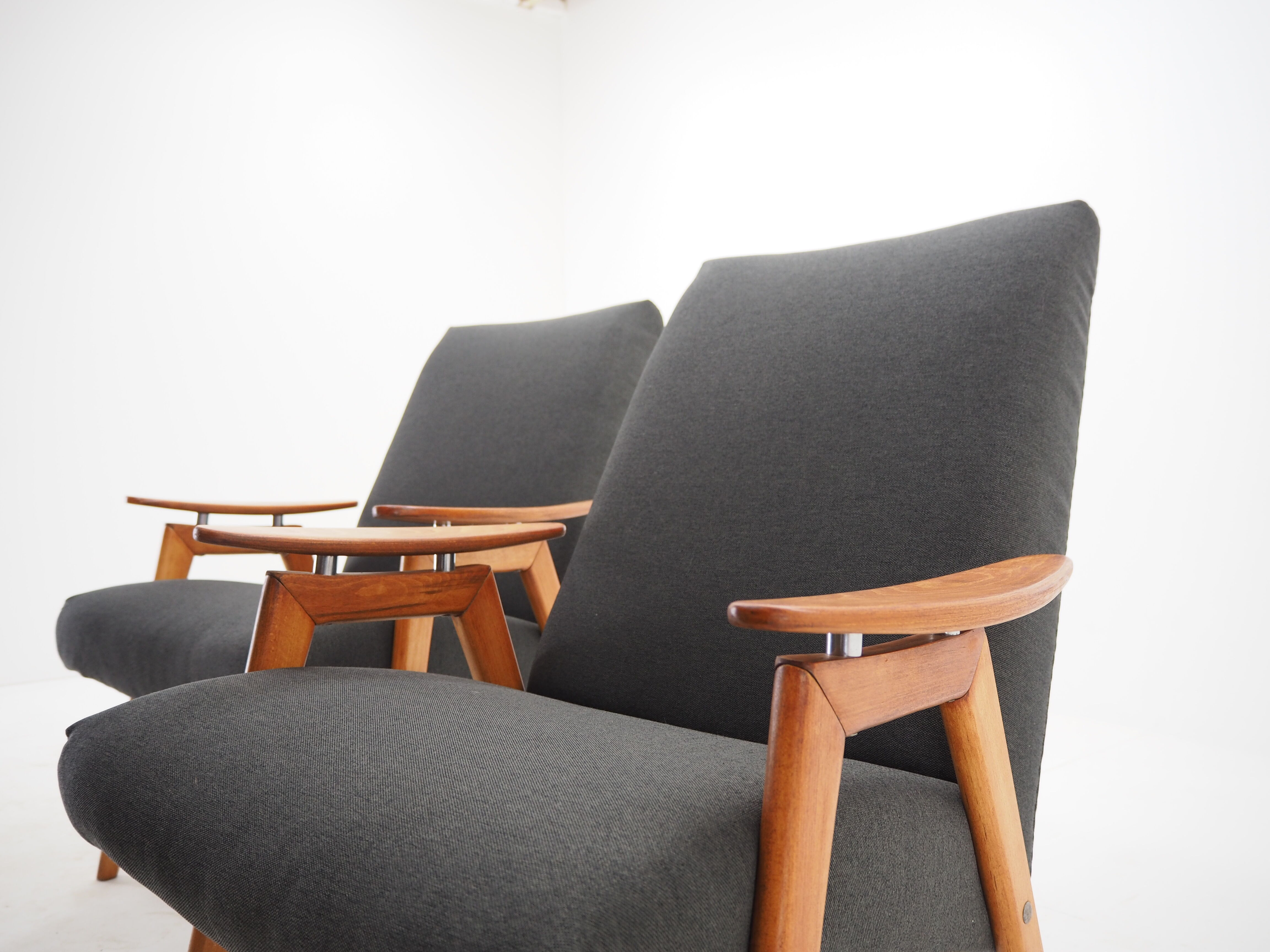 Pair of midcentury armchairs Czechoslovakia 1960s