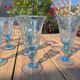 8 large blown glass goblets with bubbles from Biot – Blue signed