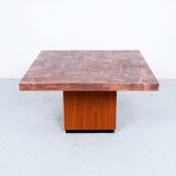 coffee table in copper and teak by heinz lilienthal, 1970s
